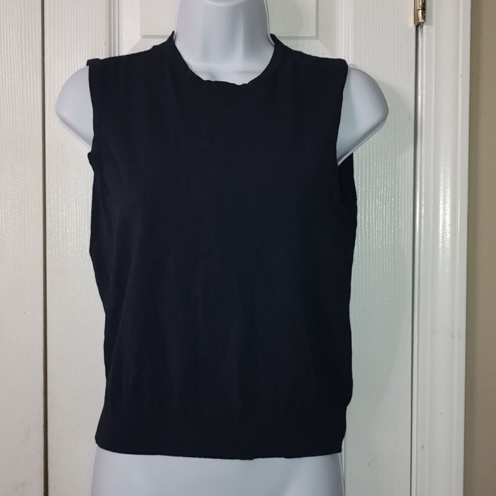 Jones New York navy fitted sleeveless sweater Sz M